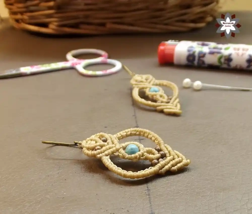 Beach sand macrame earring tutorial