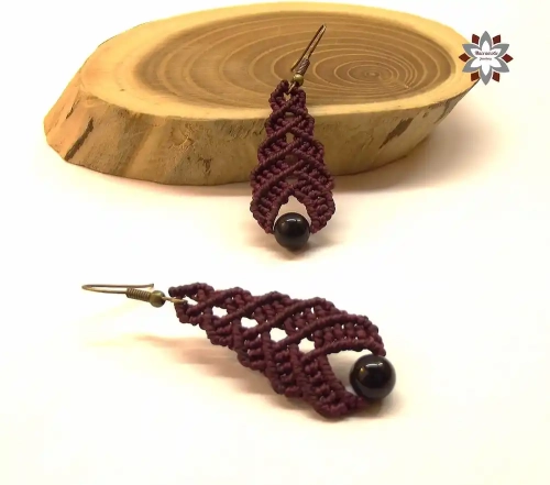 Steps macrame earring tutorial step-by-step