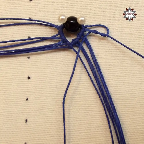 Blue steps with beads macrame earring tutorial