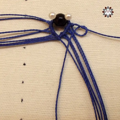 Blue steps with beads macrame earring tutorial