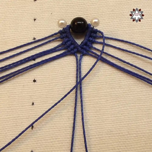 Blue steps with beads macrame earring tutorial