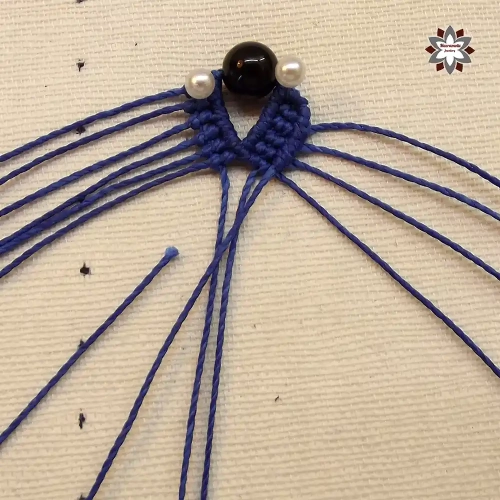 Blue steps with beads macrame earring tutorial