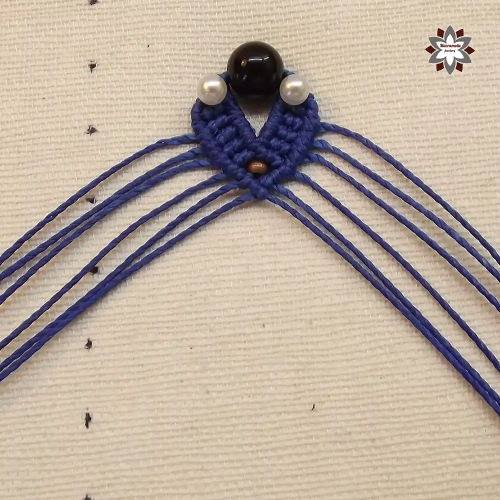Blue steps with beads macrame earring tutorial