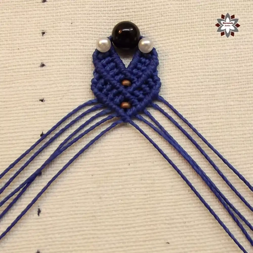 Blue steps with beads macrame earring tutorial