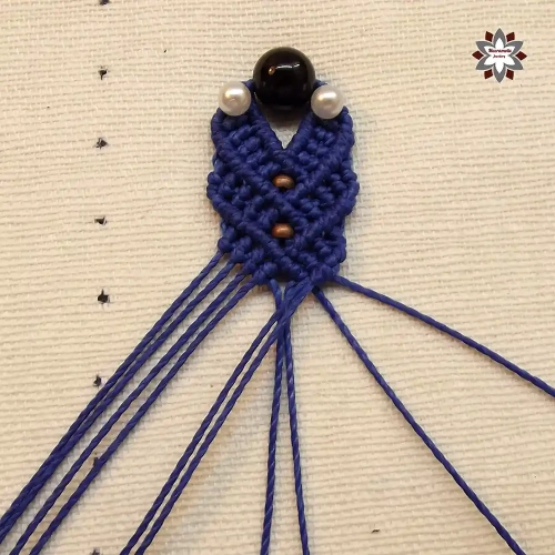 Blue steps with beads macrame earring tutorial