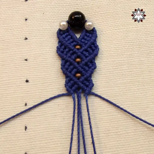 Blue steps with beads macrame earring tutorial