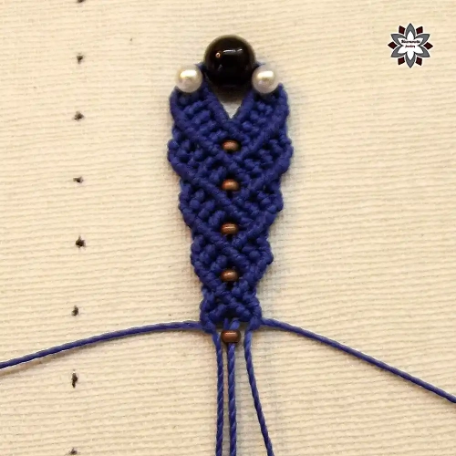 Blue steps with beads macrame earring tutorial