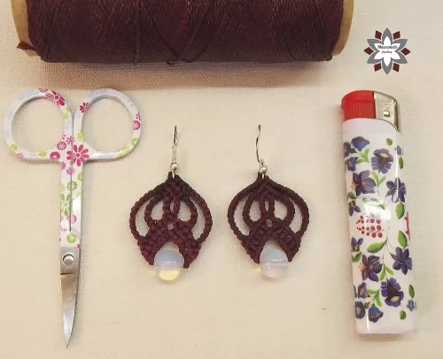 Romantic macrame earring with bead tutorial
