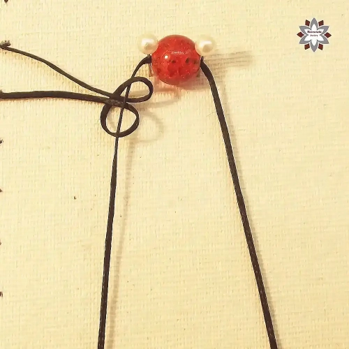 Red bead macrame earring tutorial