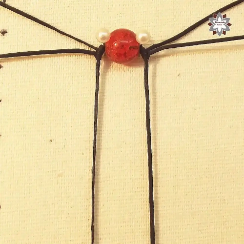 Red bead macrame earring tutorial