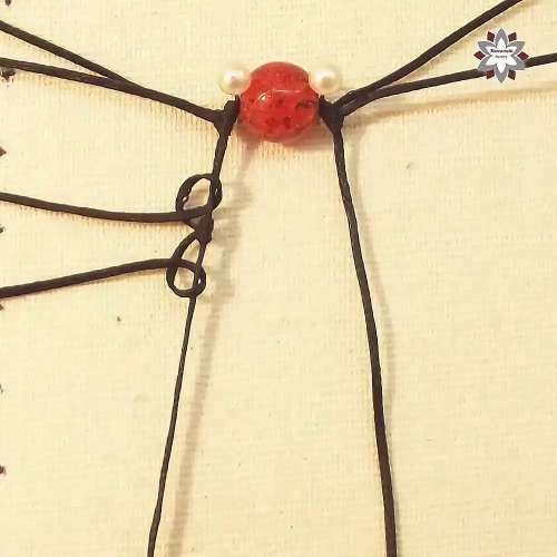 Red bead macrame earring tutorial