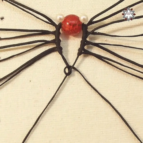 Red bead macrame earring tutorial