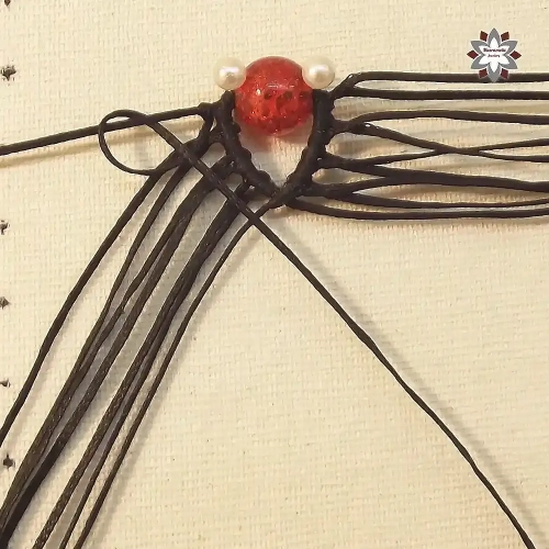 Red bead macrame earring tutorial