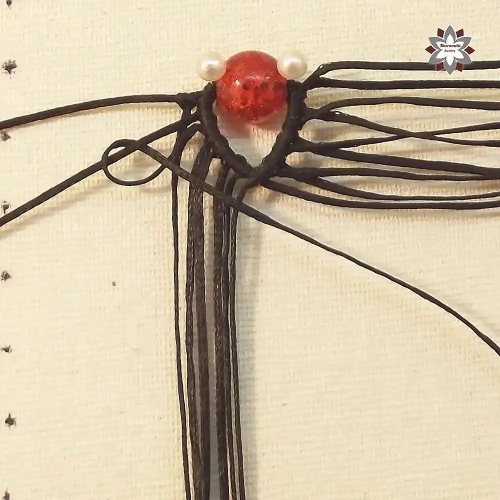 Red bead macrame earring tutorial