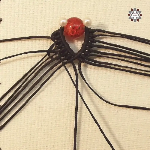 Red bead macrame earring tutorial