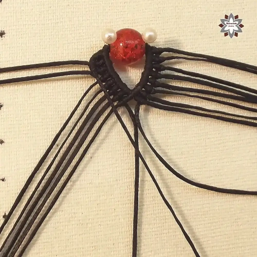 Red bead macrame earring tutorial