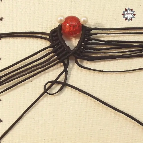 Red bead macrame earring tutorial