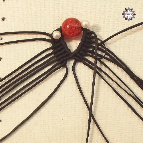Red bead macrame earring tutorial