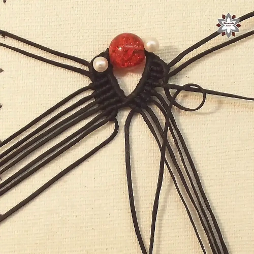 Red bead macrame earring tutorial