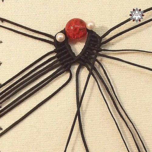 Red bead macrame earring tutorial