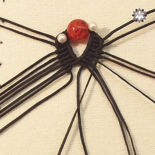Red bead macrame earring tutorial