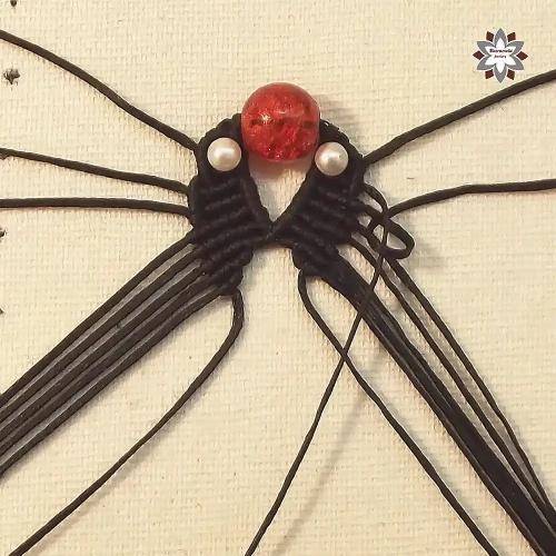 Red bead macrame earring tutorial