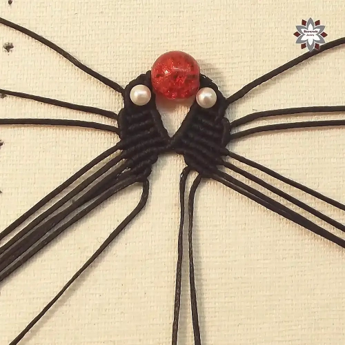 Red bead macrame earring tutorial