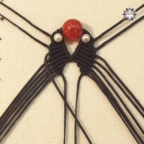 Red bead macrame earring tutorial