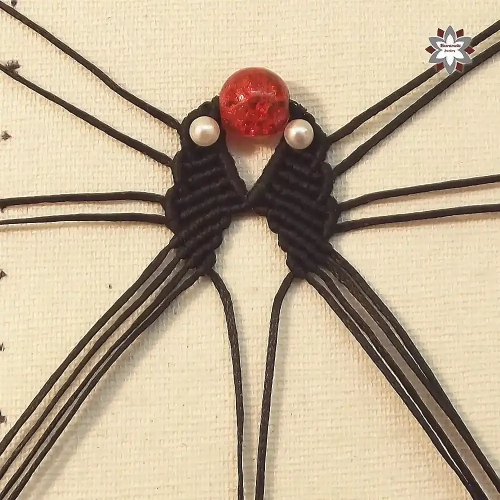 Red bead macrame earring tutorial