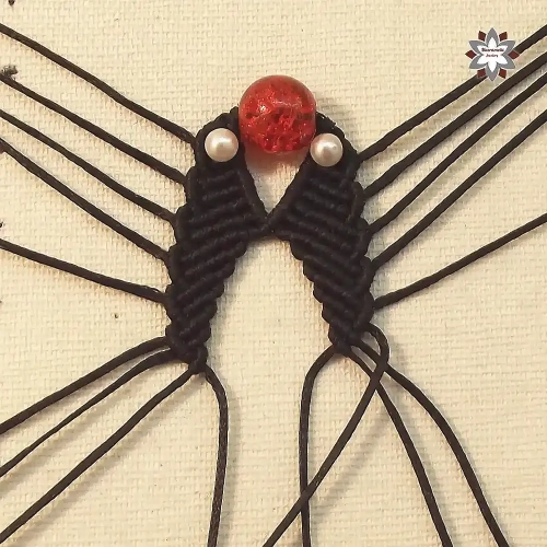 Red bead macrame earring tutorial