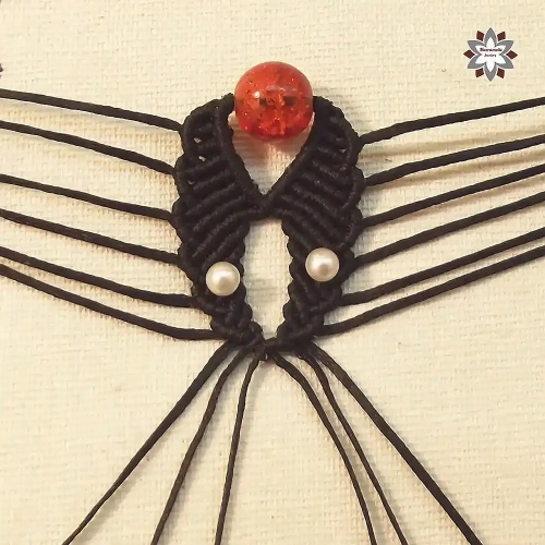 Red bead macrame earring tutorial