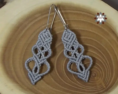Silver heart macrame earring tutorial