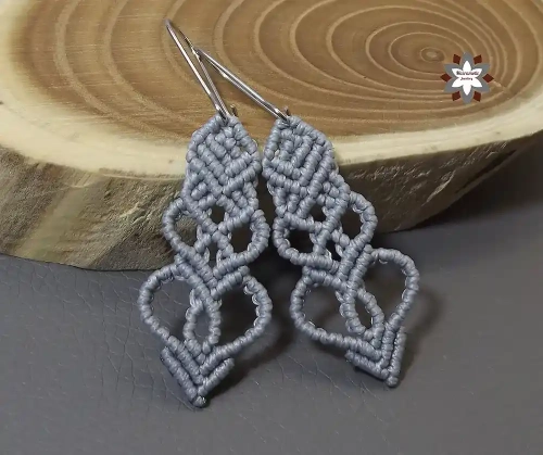 Silver heart macrame earring tutorial