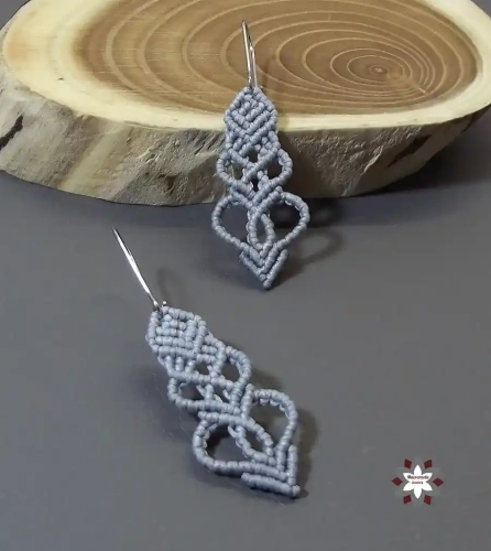 Silver heart macrame earring tutorial